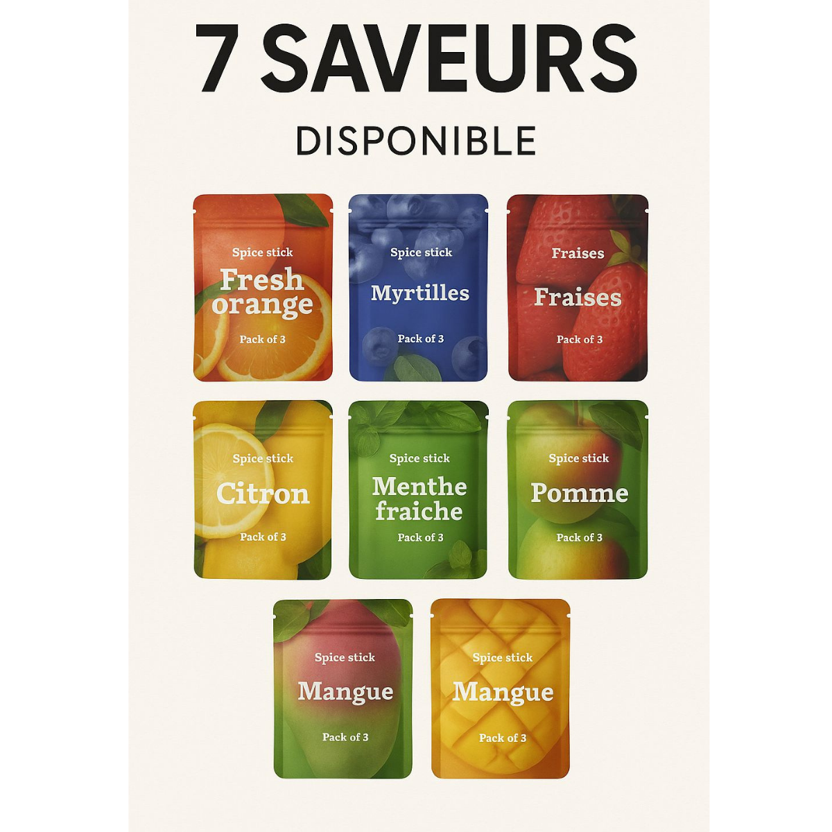 Recharges d'arome 7 saveurs .